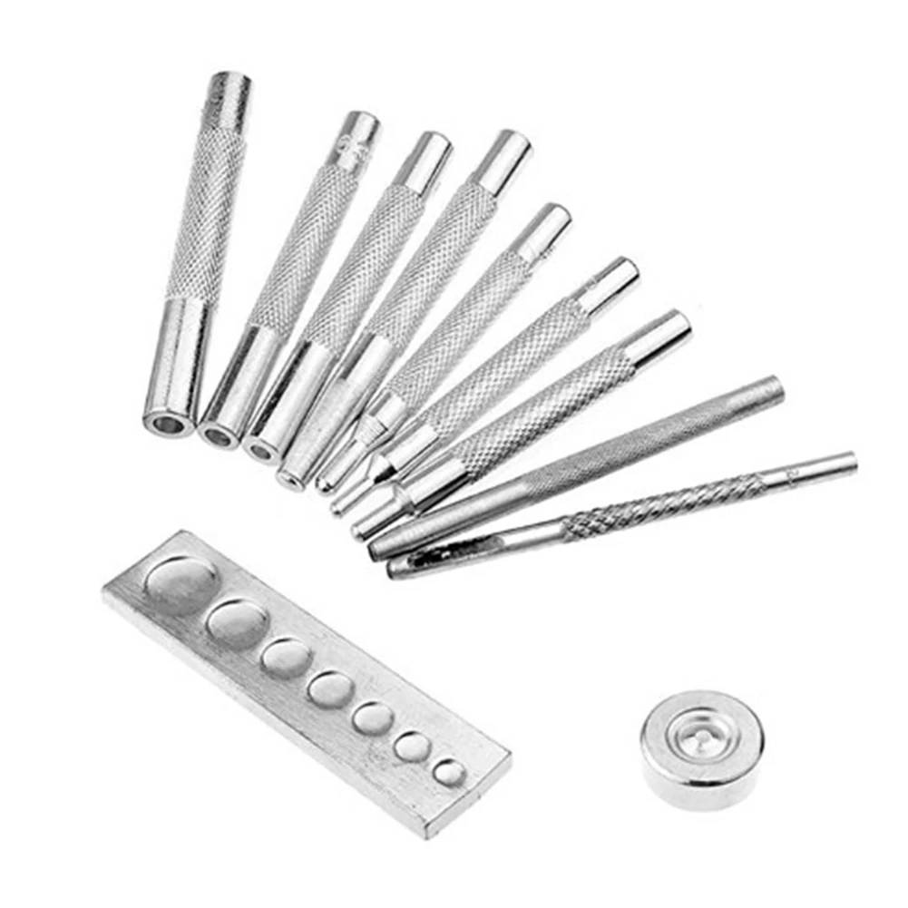 

11pcs Hole Punch Set Leather Tool Buttons Rivet Setter Hand Tool Set 831/633/655/201 2.5/3.5mmPunch 7 In 1 Die Base Hand Tool