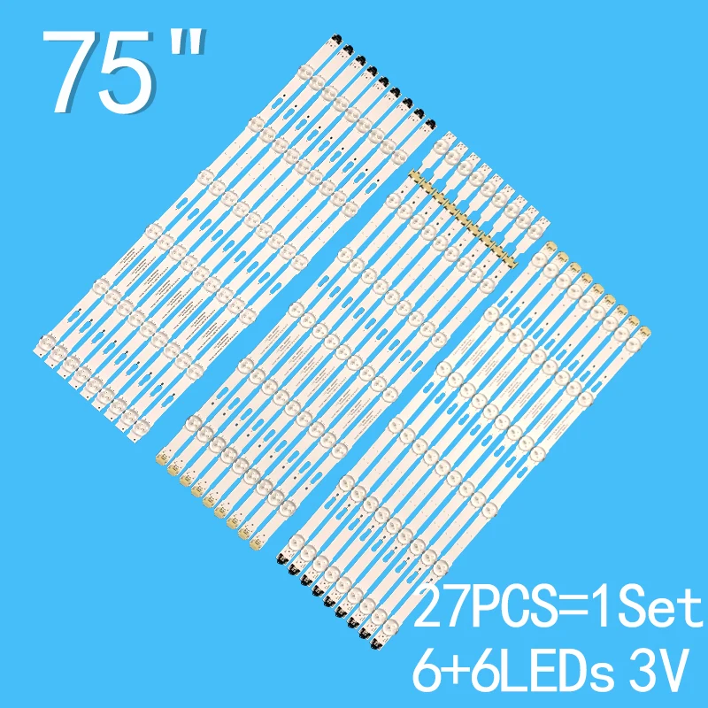 27pcs/set Led Backlight Strip for V5du-750dca-r1 V5du-750dcb V5du-750dcc-r1 Bn96-34763a 34764a 34765a for Un75mu6300 Un75ju6500