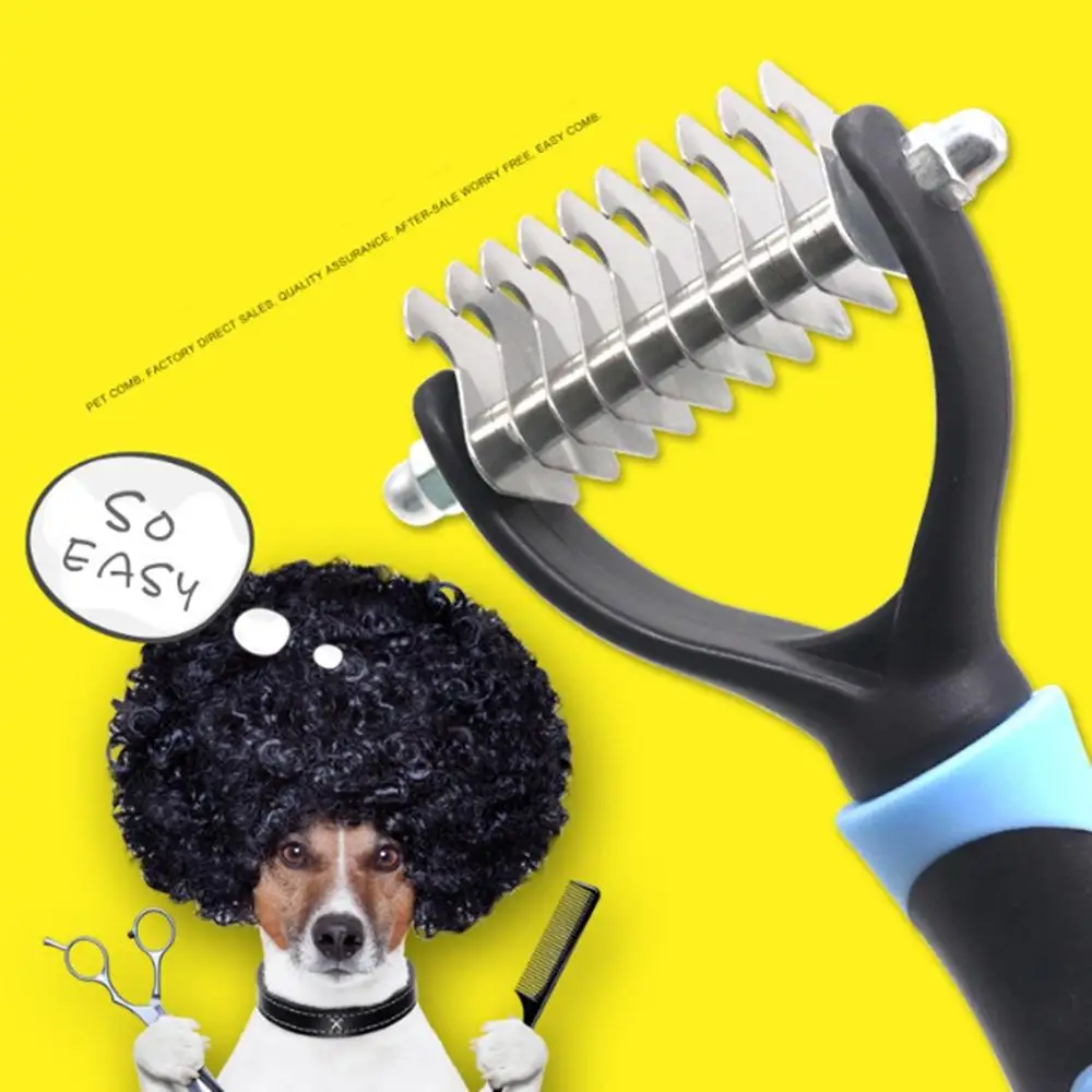 

Pet Cat Dog Open Knot Knife Brush Tool Hair Fur Shedding Trimmer Grooming Comb for Matted Long Hair Curly Pet