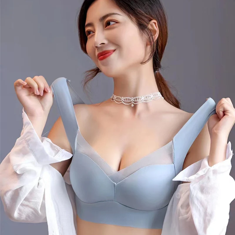 

Women's Bra Seamless Underwear Sexy Lace Beauty Back Lingerie Ice Silk Push Up Bh Bra Cozy Chest Tube Top Bralette for 40-90kg