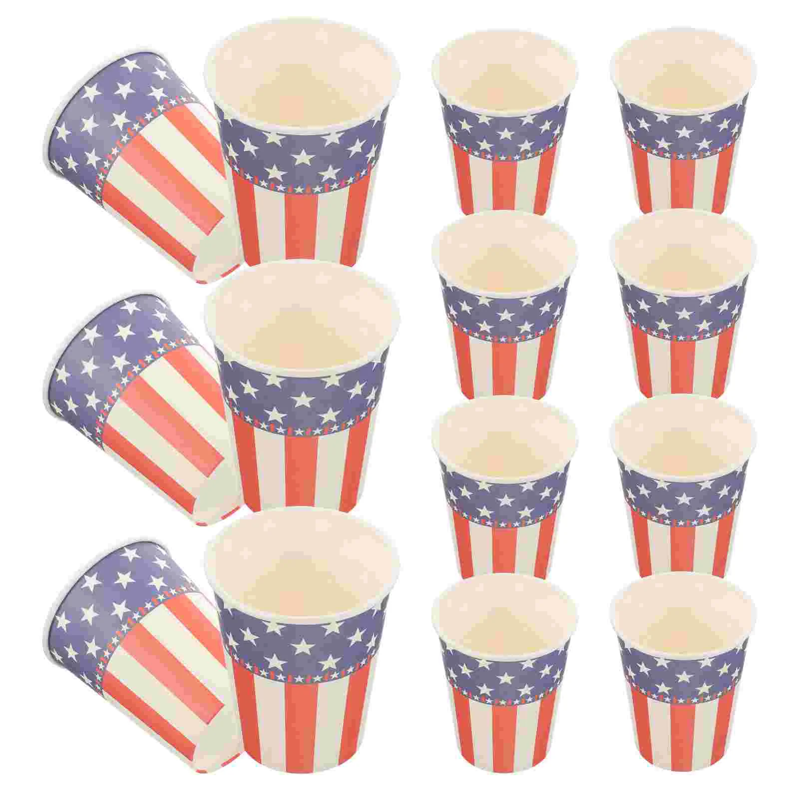 

48 Pcs Paper Tray Disposable Cutlery Portable Juice Cups Tableware Pulp 4th July Party Banquet American Flag Patterns Accessory