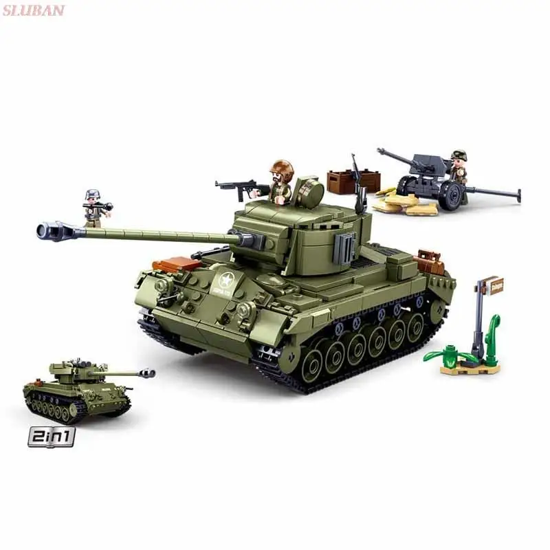 

WW2 Army Military M26E1 Pershing Medium Tank Building Block Toys 742PCS Bricks B0860 UK US GE Soldier Figures Classic Toys Boys