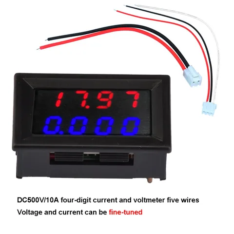 Cyfrowy woltometr DC 500V 10A Digital Voltmeter Voltage Czerwony niebieski woltometr Volt Miernik Miernik Elektromobile samochód motocyklowy