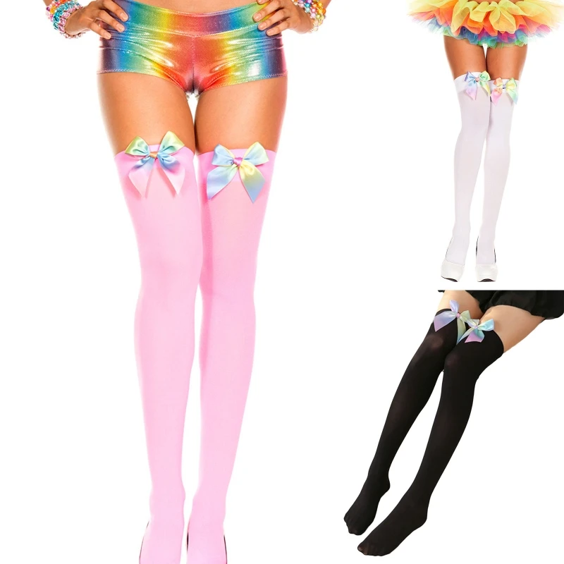 

Sexy Stockings For Women Over The Knee Long Socks For Women Lolita Lace Bowknot Long Socks Female Leg Stocking Elastic