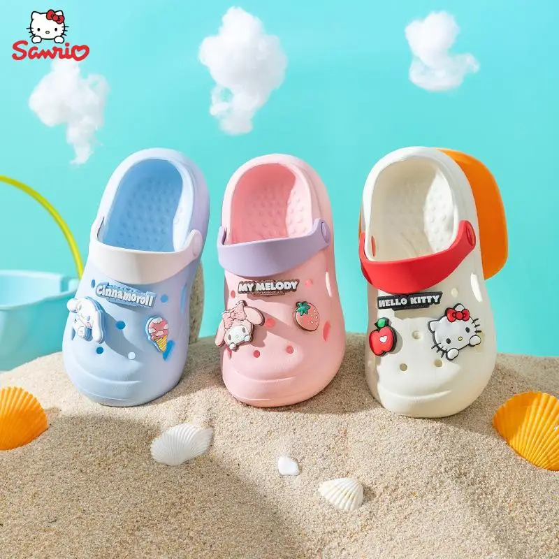 

Cartoon Sanrioed anime My Melody Kuromi children's slippers ins kawaii cute home hole shoes going out beach shoes festival gifts