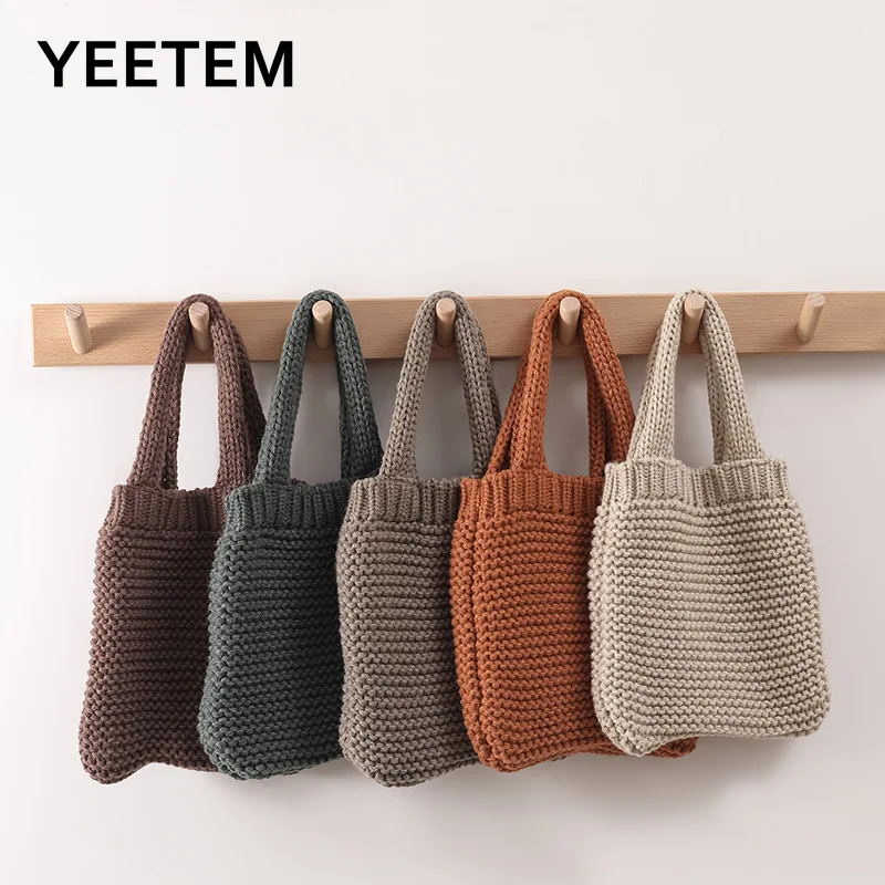 

New Imitation Cashmere Handbag Fashion Creative Handbag Wholesale NO Zipper Khaki/caramel/brown/gray/beige Weave Knitted Bag