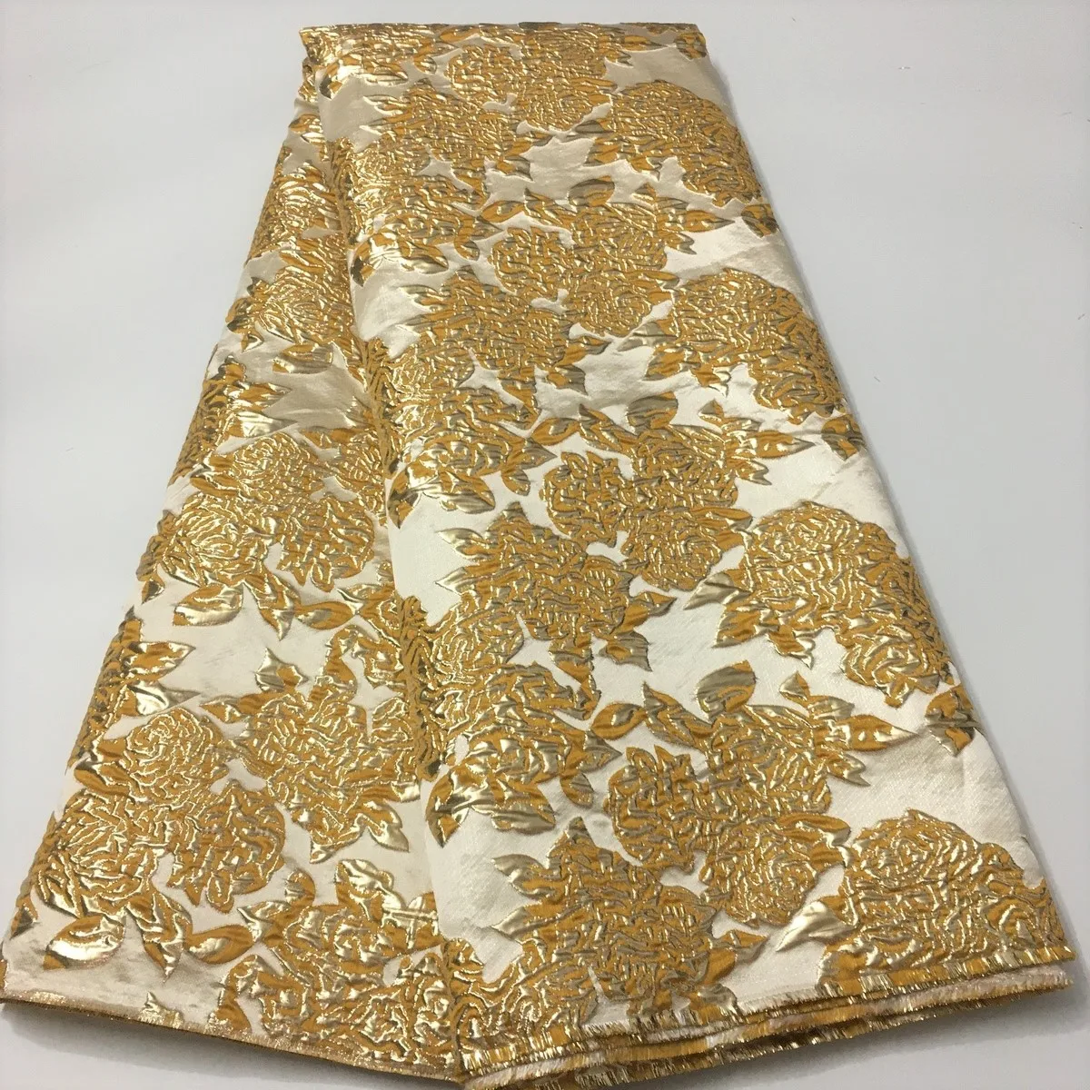 Золотая парчовая кружевная ткань с новым материалом африканская жаккардовая