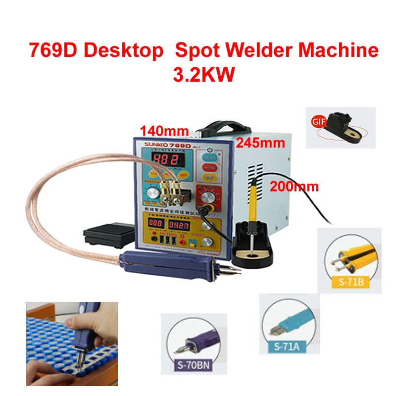 

769D Desktop Mini Spot Welder Machine 3.2KW Automatic Pulse Welding For 18650 Battery Pack Spot Welding 220V