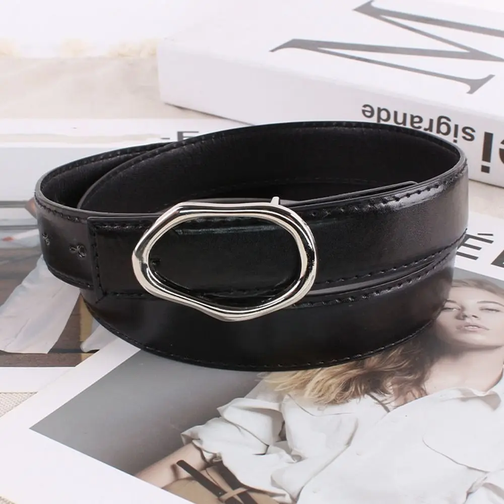 

Closure All-match Decorative Dress Irregular Oval Female Waistband Korean Waist Strap Belt Accessories PU leather Belt