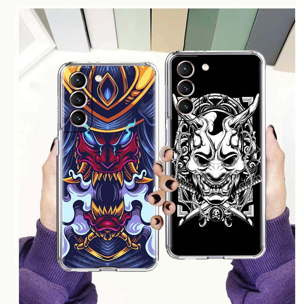 

Japanese Oni Hannya Demon Mask Case Cover For Samsung Galaxy A32 A52 A72 A13 A22 A51 A71 A41 A31 A21S A11 5G Transparent Soft