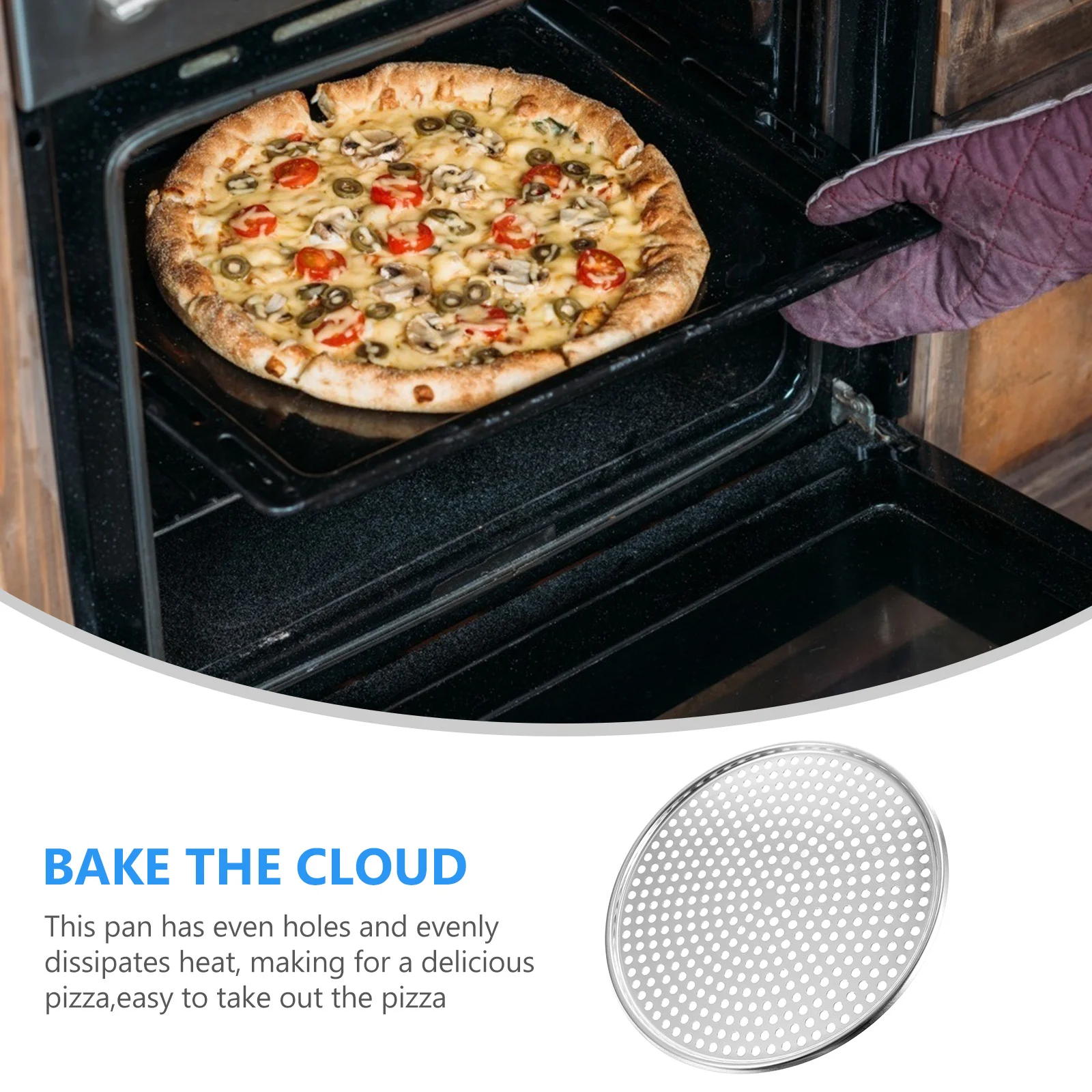 

Pizza Pan Baking Tray Pans Oven Plate Inch Stick Non Round Screen Sheet Bakeware Dish Bread Roastingsteel Holes Deep Netpie