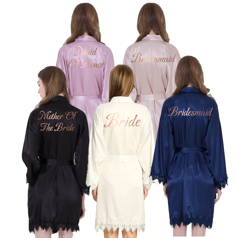 Bride Bridesmaid Robes Satin Robe Lace robe Custom Wedding Robe Bridal Robes Silk Robes for Women Bathrobe