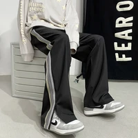 eoenkkystraight striped wide leg pants fashion brand elastic waist hip hop mens patchwork trousers harajuku casual streetwear