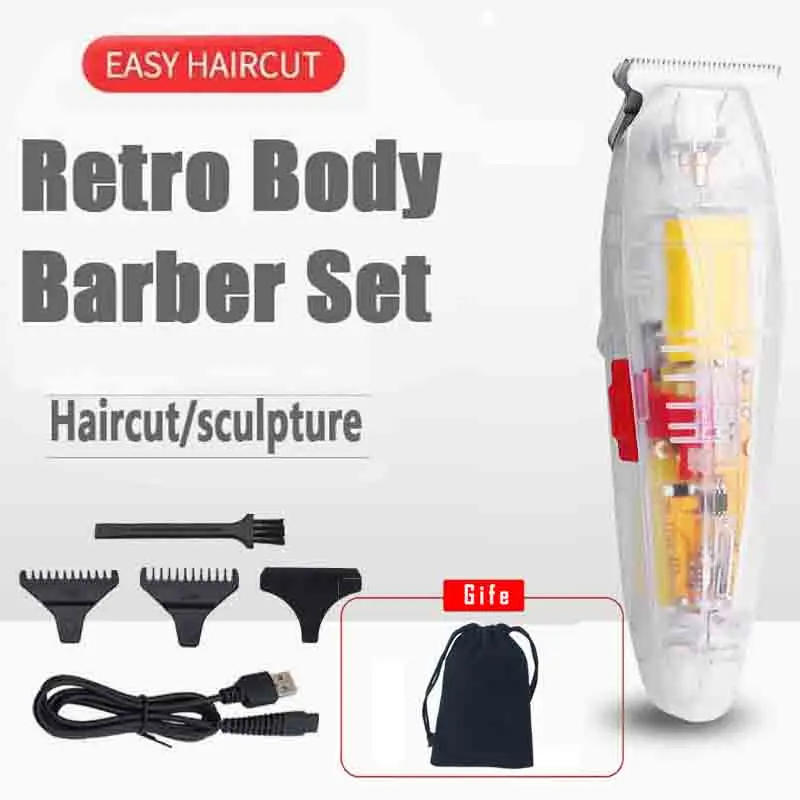 

2022 new transparent body retro oil head LCD digital hair clipper