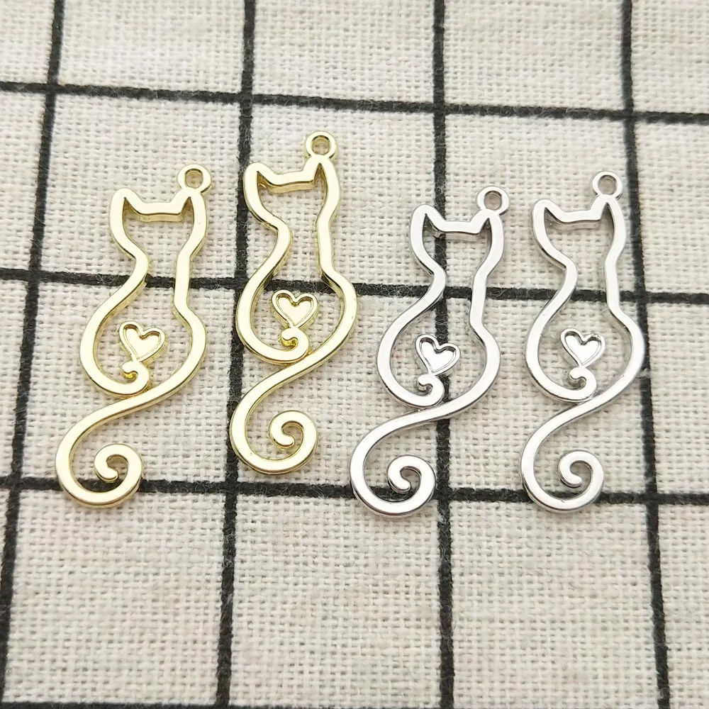 

10 шт., подвеска в виде сердца и кота для изготовления ювелирных изделий
