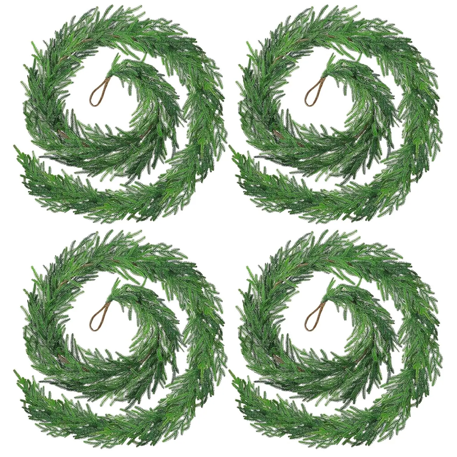 

1/2PCS 9 Feet Christmas Norfolk Pine Garland Artificial Faux Greenery Garlands for Holiday Indoor Mantle Decor Christmas Wreath