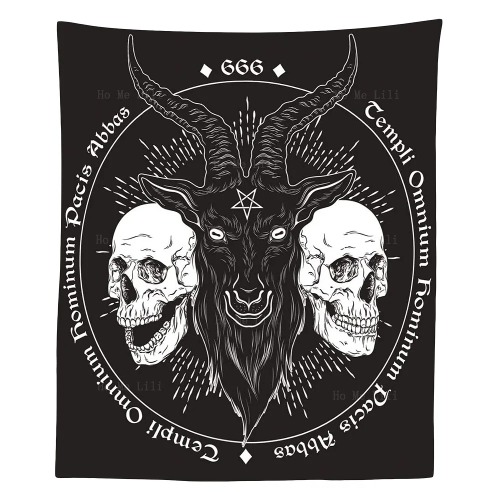 

The Terrifying Goat-headed Pentagram With The Devil Satan Room Decoration Tapestry By Ho Me Lili