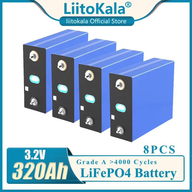 

8pcs LiitoKala 3.2v 280Ah 310Ah 320Ah Lithium Iron Phosphate Battery Solar Cell 12v 24v 36v Grade A Lifepo4 Cell Tax Free