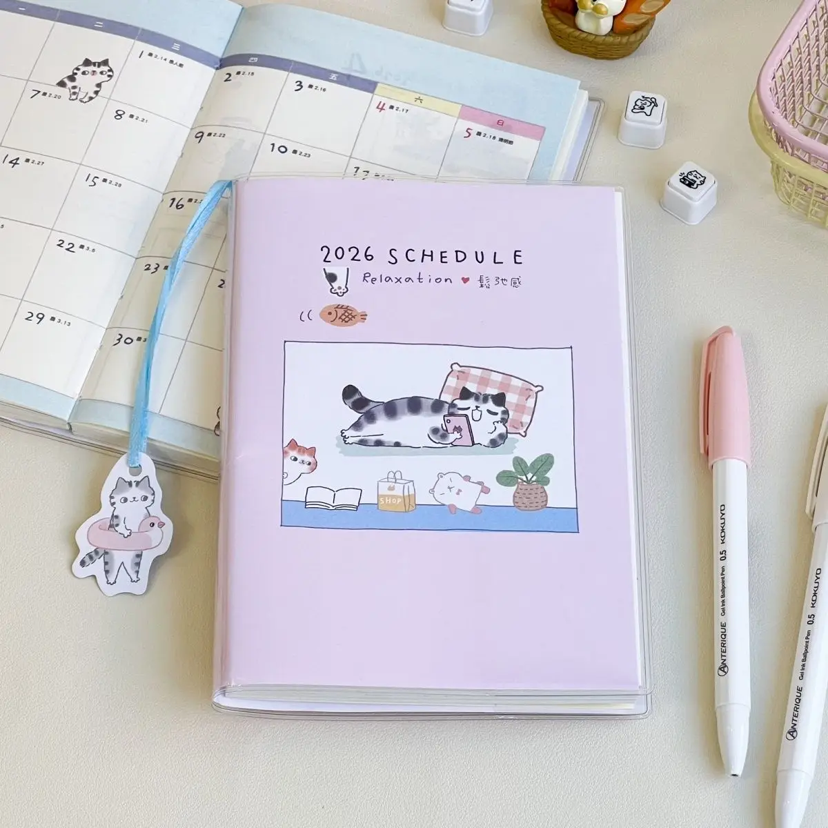 Планировщик 2026, милый мультяшный блокнот с расписанием, цветная страница, блокнот с высоким внешним видом, студенческий еженедельный и ежемесячный план, книга с расписанием