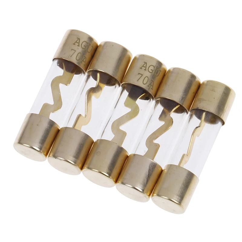 

5Pcs Amplifier Gold Plated Glass AGU Fuse Fuses Pack Car Audio Amp