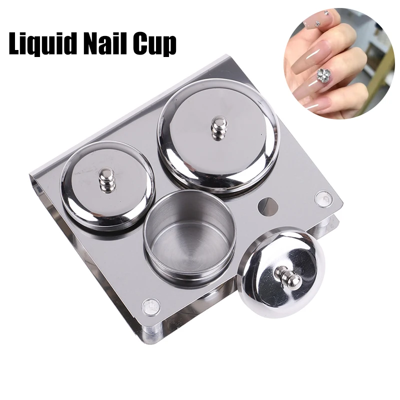 

3PCS Professional Stainless Steel Acrylic Nail Tips Cup Dappen Dish Liquid Powder Holder Container Nail Art Equipment Tools