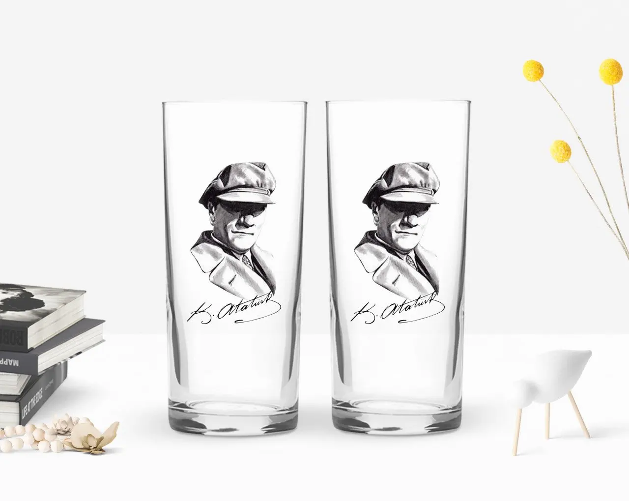 

BK домашняя печать Ataturk тематический двойной комплект чашек-17 с