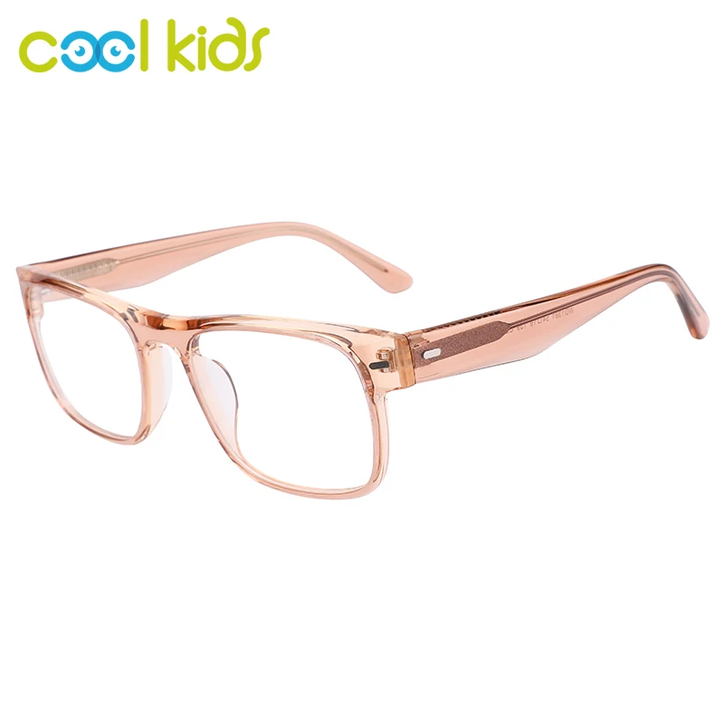 

COOLKIDS Unisex Eyewear Acetate Flat Transparent Rectangle Frame Optical Prescription Glasses Wide Temple 4 Colors WD1381