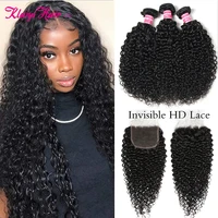 klaiyi curly hair bundles with hd lace closure peruvian human curly 55 hd lace closure with bundles remy hair weft 10a grade