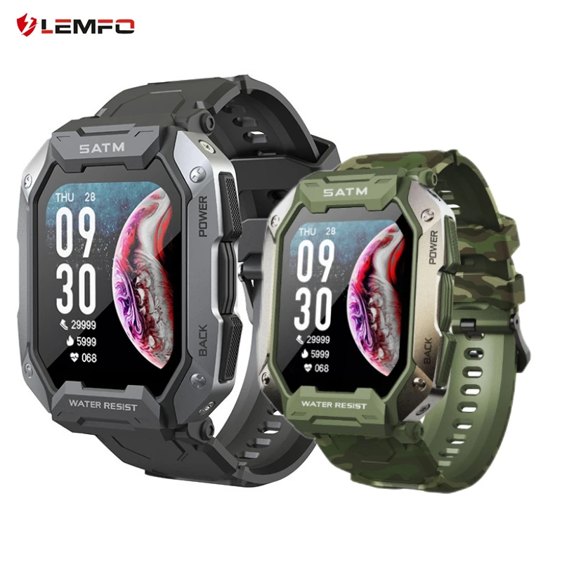 

Outdoor Smart Watch C20 watch for men IP68 5ATM waterproof watches Heart Rate Blood Oxygen Ssports watche For IOS Android Phone