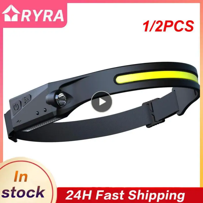 

1/2PCS Induction Headlamp Camping Search Light USB Rechargeable Headlight Led Head Torch Work Light With Built-in Battery