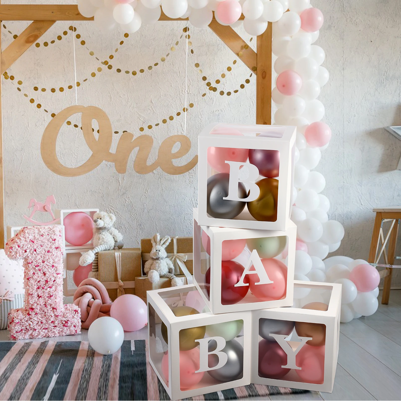 

Baby Shower Decoration Boy Girl Transparent Balloon Box Frist 1st Birthday Party Wedding Docoration Kids Balloon Gifts Supplies