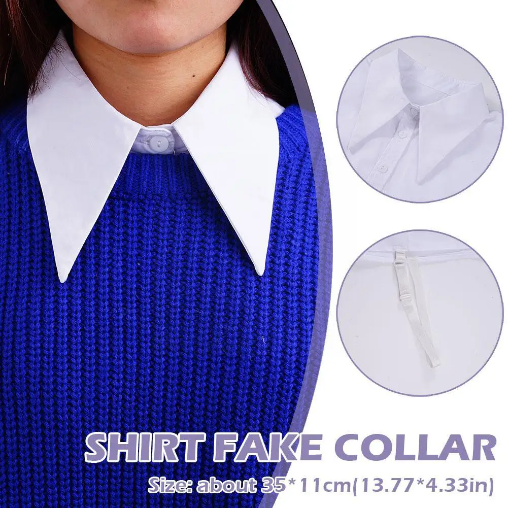 

1pc Women Cotton Big Lapel Fake Collar Ladies Detachable Female Shirt Removable Half Collars False Decorative Lapel Blouse T1H0