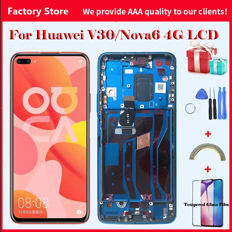 2400*1080 10-сенсорный AAA качественный ЖК-дисплей для Huawei Nova 6 4G ЖК-дисплей экран для View30 V30 экран дисплей WLZ-AL10 AL01 экран