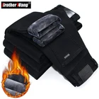 2022 зимние новые мужские теплые обтягивающие джинсы, эластичные обтягивающие черные джинсы, модные повседневные плотные джинсы, брюки, мужская брендовая одежда