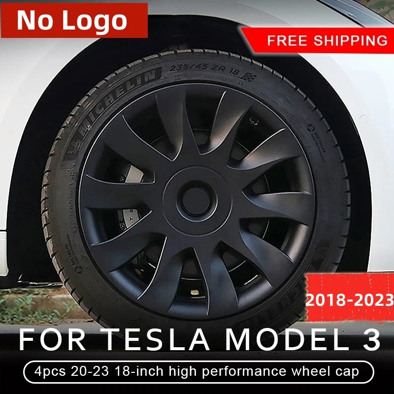 

4PCS Hub Cap For Tesla Model 3 2018-2023 18 Inch Replacement Performance Wheel Cap Automobile Hubcap Full Rim Cover Accessories
