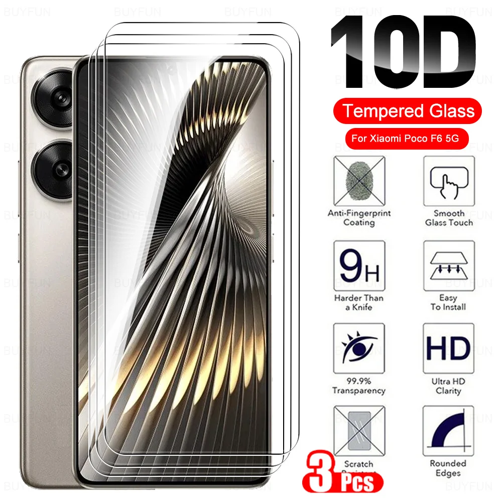 Стекло с полным покрытием для Xiaomi Poco F6 5G 3 шт. защита экрана закаленное стекло