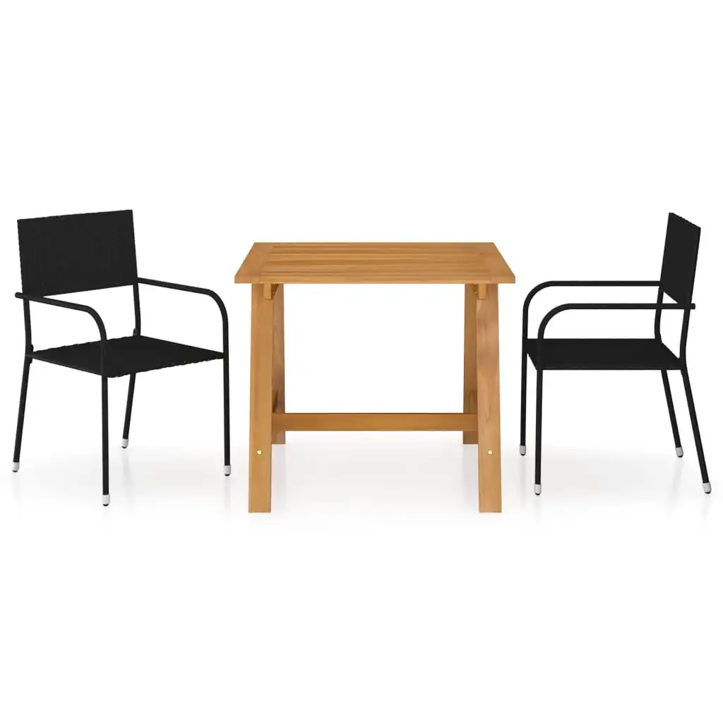 

3 Piece Garden Dining Set,Patio Table and Chair Set, Black
