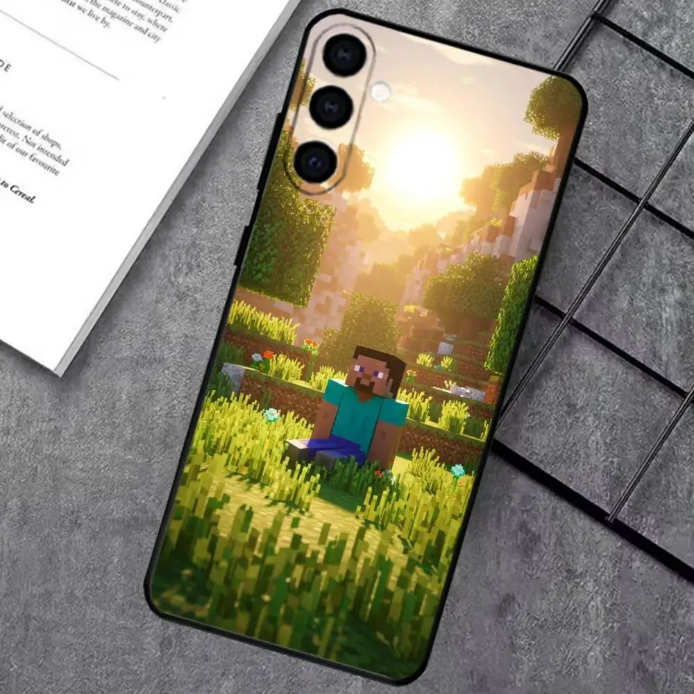 Фото Чехол для игрового телефона Hot M-Minecraft-t для Samsung Galaxy A73, A72, A71, A70, A53, A52, A51, мягкий силиконовый черный чехол №2