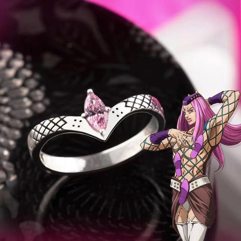 

Women Ring JoJo’s Bizarre Adventure Stone Ocean Rings Man Anime Jewelry Narciso Anasui Ccessories Silver Color Metal Girl Gifts