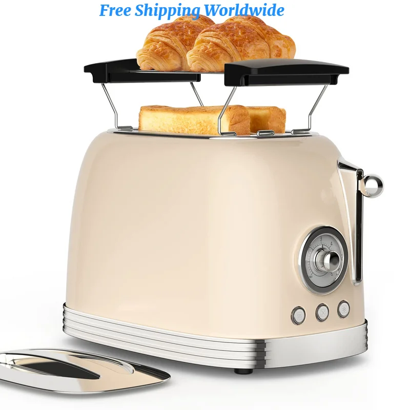 

Wide Slots Stainless Steel with Bagel Cancel Defrost Reheat Function and 6-Shade Settings Removal Crumb Tray 2-Slice Toaster