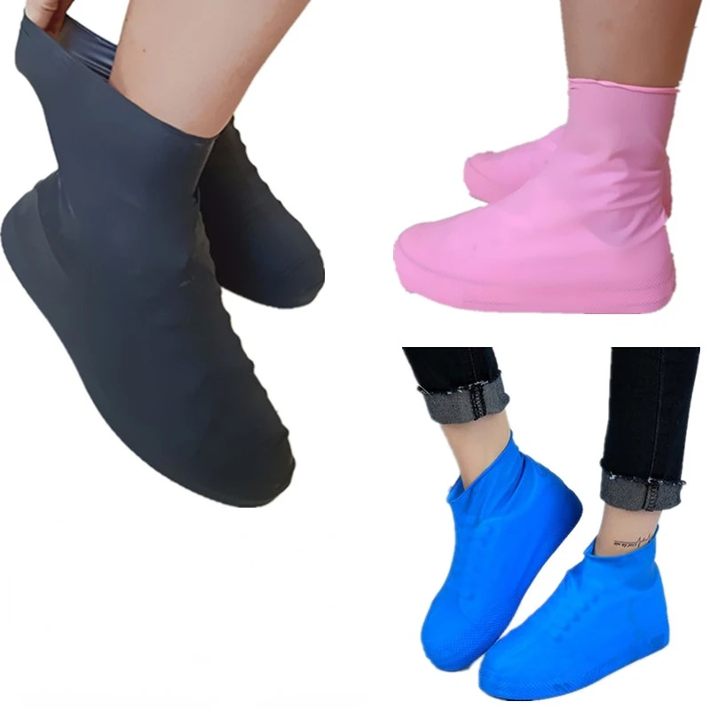 

S/M/L 1 Pair Latex Waterproof Shoe Cover Unisex Rain Boots Anti-slip Thickening Outdoor Overshoes Dust Cove Reusable