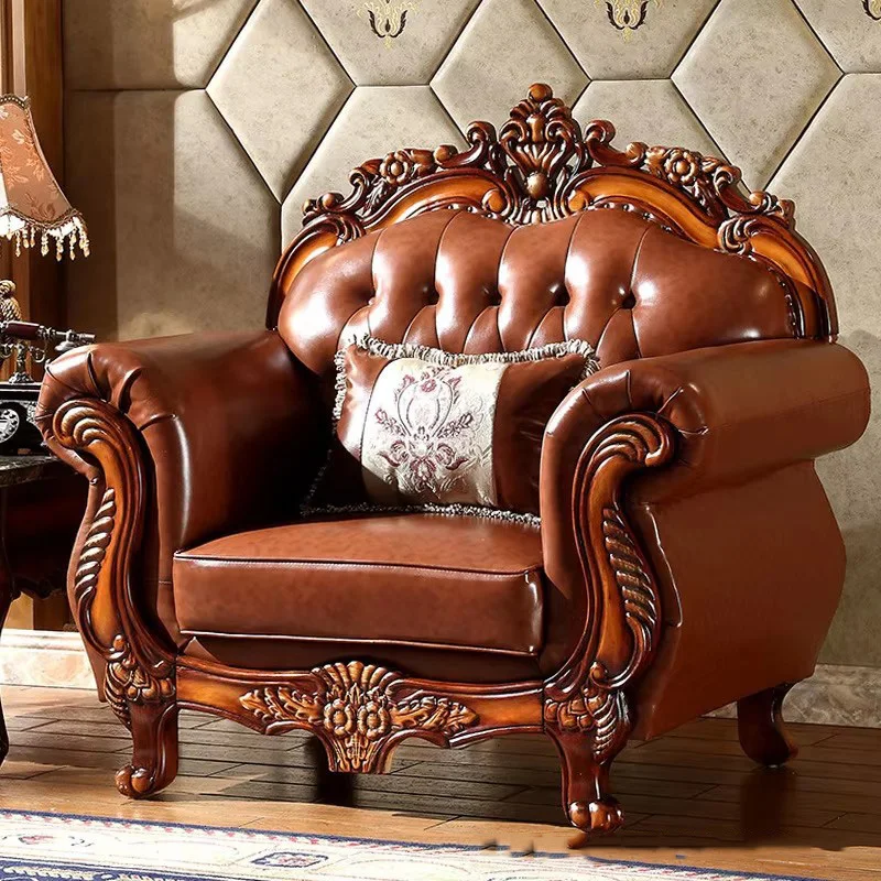 Европейский стиль первый слой из натуральной кожи сочетание дивана гостиная