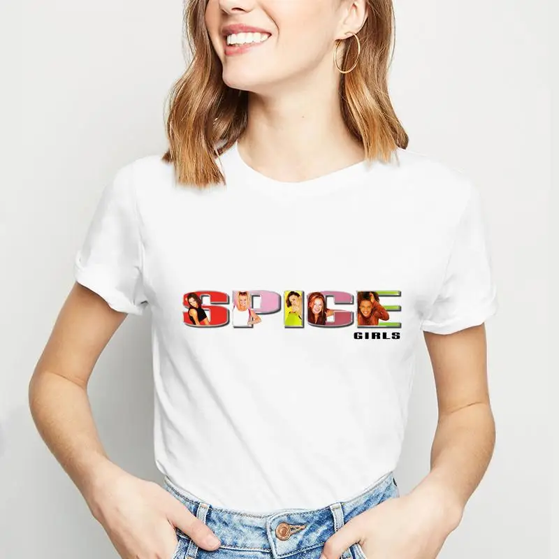 

Spice Girls Print Funny Cartoon T Shirt Women Anime T-shirt Harajuku Graphic TshirtTop Tees Summer Casual Short sleeve 여성용 티셔츠