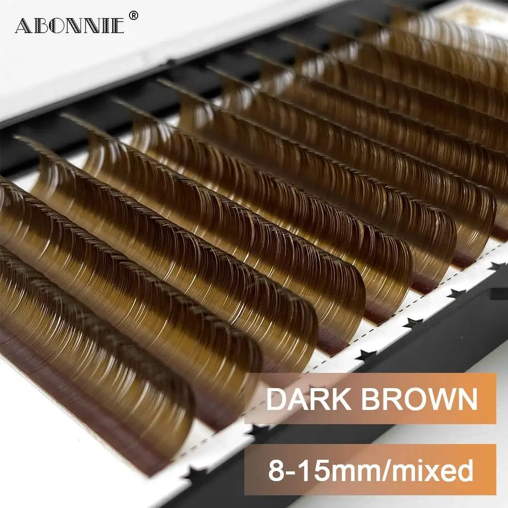 Abonnie Dark Brown Eyelash Extension Mix 8-15mm Mink Individual Eyelash Lashes High Quality Color Natural Korean Eyelashs