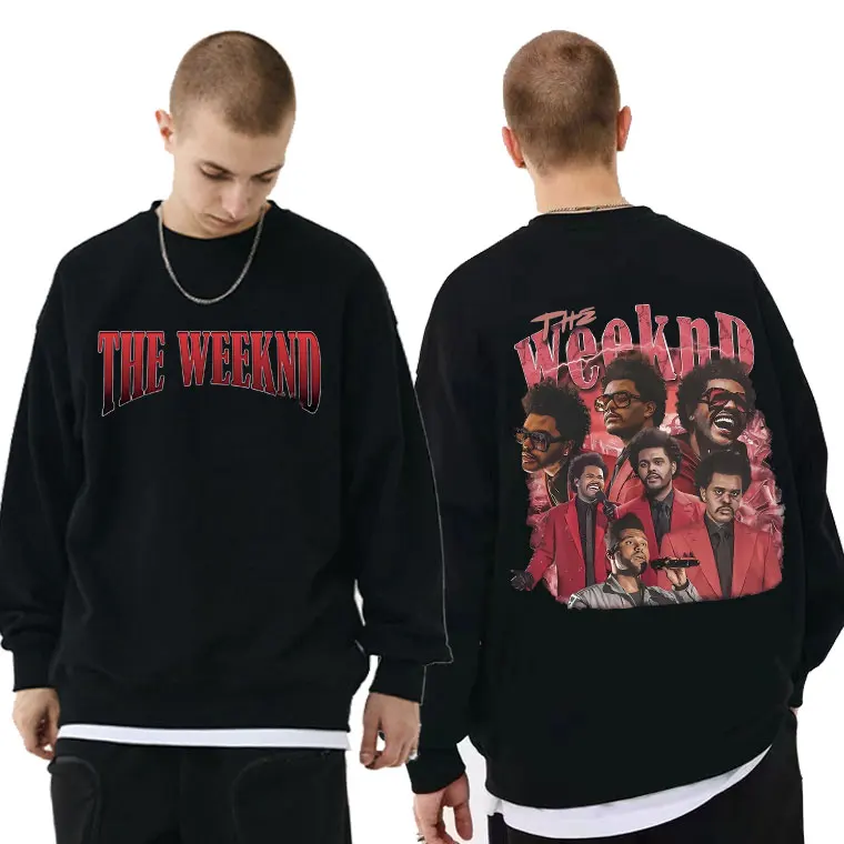 

The Weeknd Double Sided Printed Sweatshirt Men Women Hip Hop Vintage Sportswear Dawn FM Pullover Man Loose Harajuku Sweatshirts