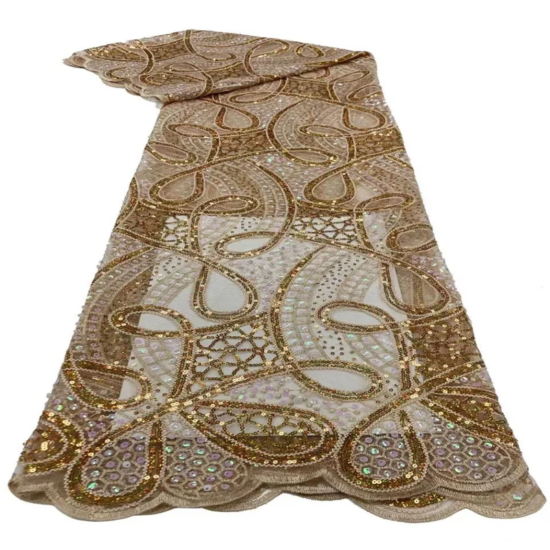 

Золотистое высококачественное искусственное шелковое платье с вышивкой, французское платье для выпускного вечера и вечеринки, 5 ярдов, розовое