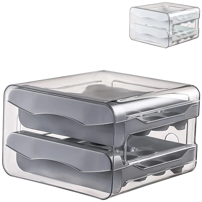 

32 Grid Egg Holder,Household Egg Storage Box For Fridge, Transparent 2Layer Chicken Storage Container