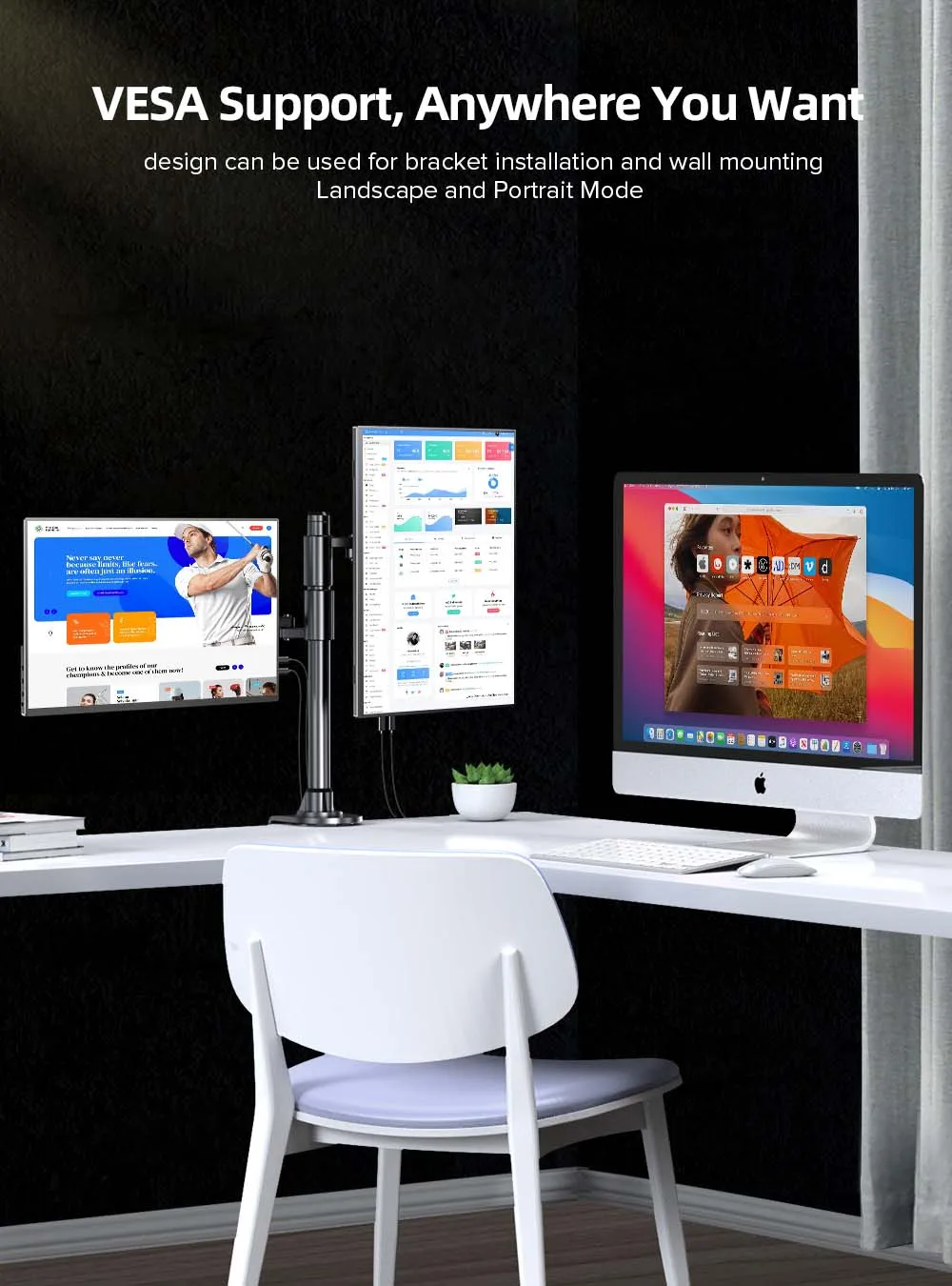 UPERFECT 2K Монитор 16 ''QHD IPS 100% sRGB портативный дисплей 500 нит 8 бит + FRC Бескаркасный USB C HDMI удлинитель экран с VESA (art.: 3920bf87f8ce3) - 3920bf87f8ce3