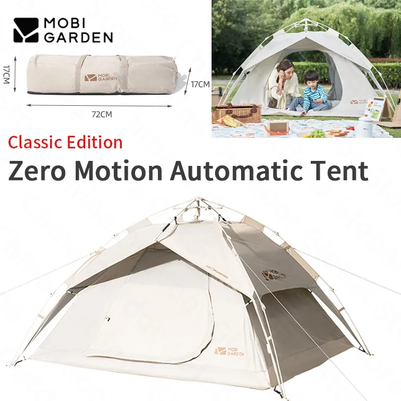 

Mobi Garden 3-4 Persons Camping Tent Folding Large Space Tent Parent-Child Outdoor Garden Picnic Fiberglass Bracket Quick Build