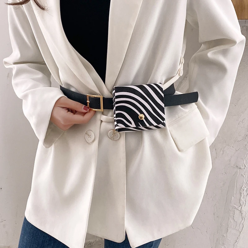 

Women Mini PU Leather Casual Waist Bag Girls Female Simple Classic Cell Phone Pocket Travel Purse with Removable Belt